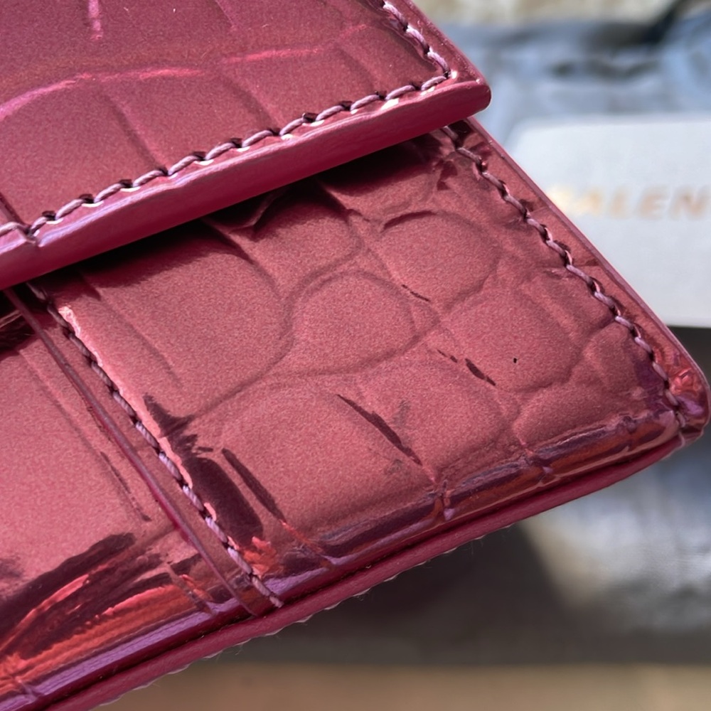 ❌SOLD❌Balenciaga Hourglass Pink Metallic Calfskin Croc Embossed Bag XS BRAND NEW - Picture 8 of 11